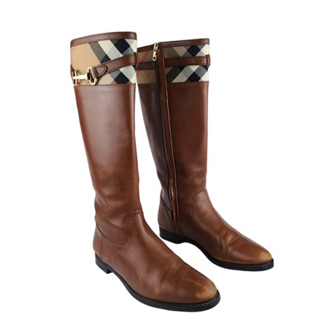 burberry brown check mapledene tall leather boots size 8|Timeless Elegance: Burberry Brown Check Mapledene Tall .